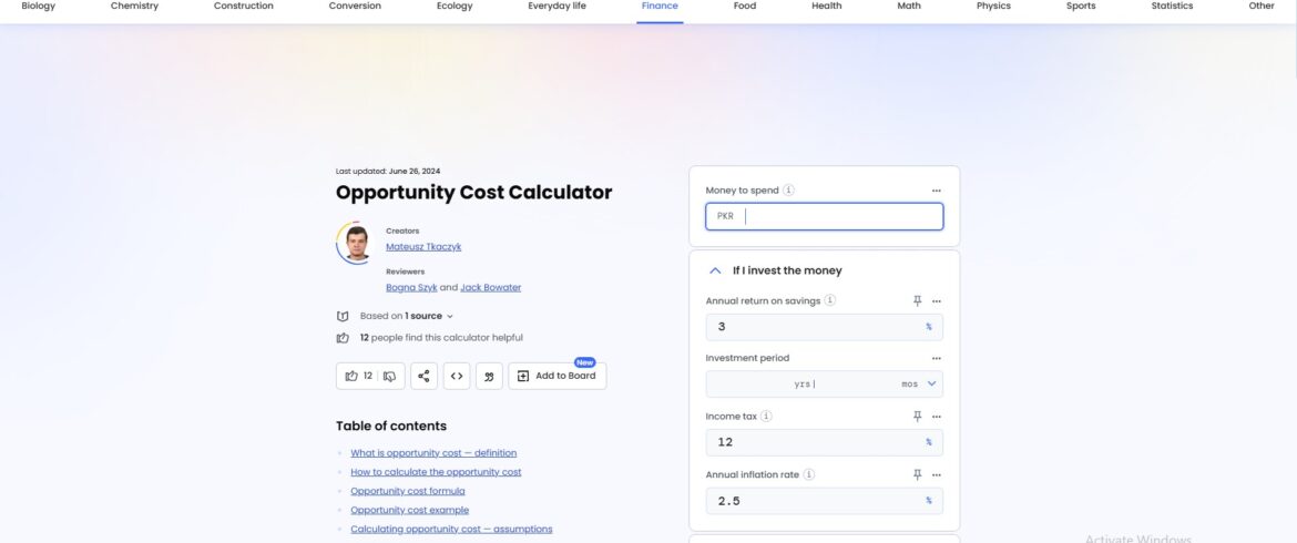 Opportunity Cost Calculator